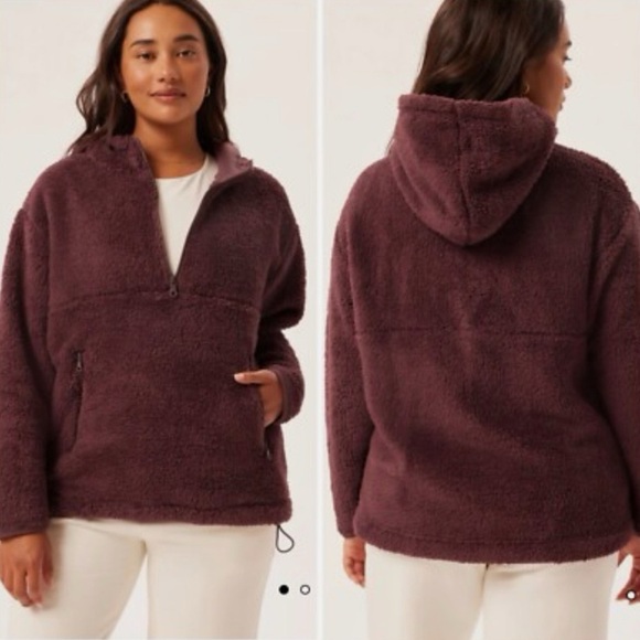 Girlfriend Collective Raisin Recycled Half-Zip Fleece Sherpa Jacket NEW $138 - Picture 1 of 6